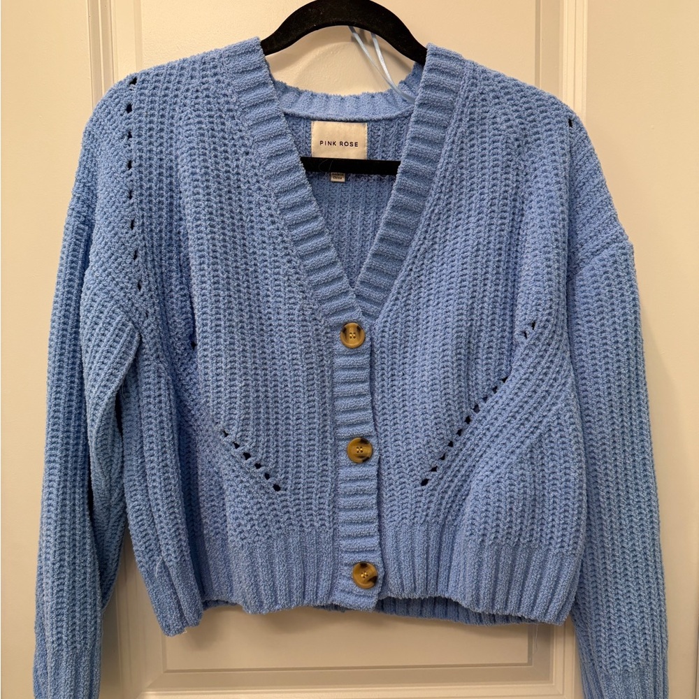 Pink Rose Women's Light Blue Cardigan